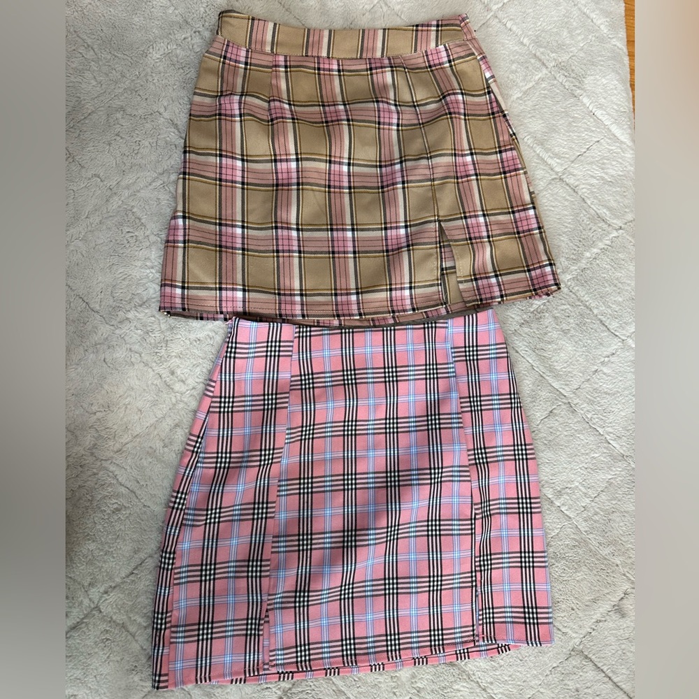 Plaid skirt set